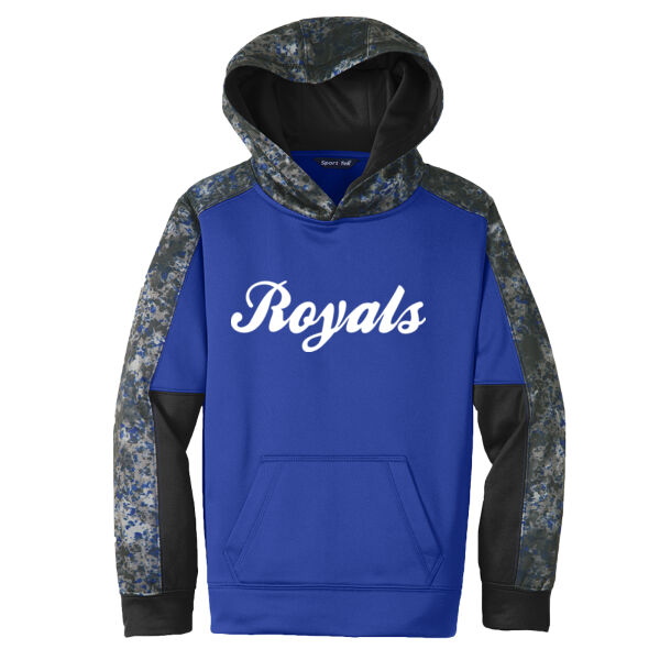 Royals Baseball - Youth Sport Wick ® Mineral Freeze Fleece Colorblock Hooded Pullover Thumbnail